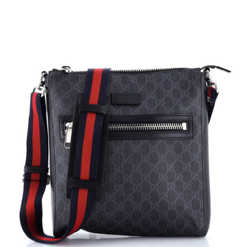 Gucci Web Strap Front Zip Messenger Bag