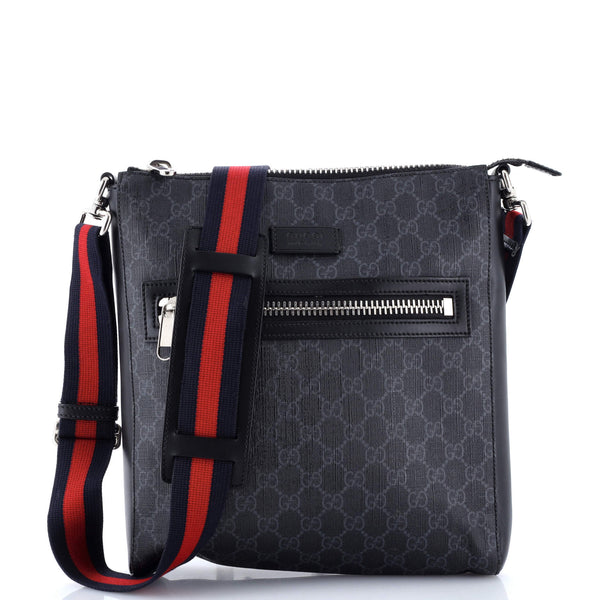 Gucci Web Strap Front Zip Messenger Bag