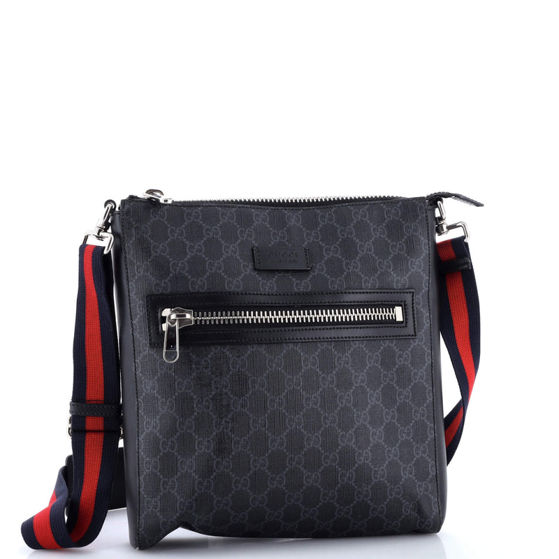 Gucci Web Strap Front Zip Messenger Bag