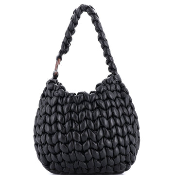 Chloe Wooden C Hobo Woven Leather Large