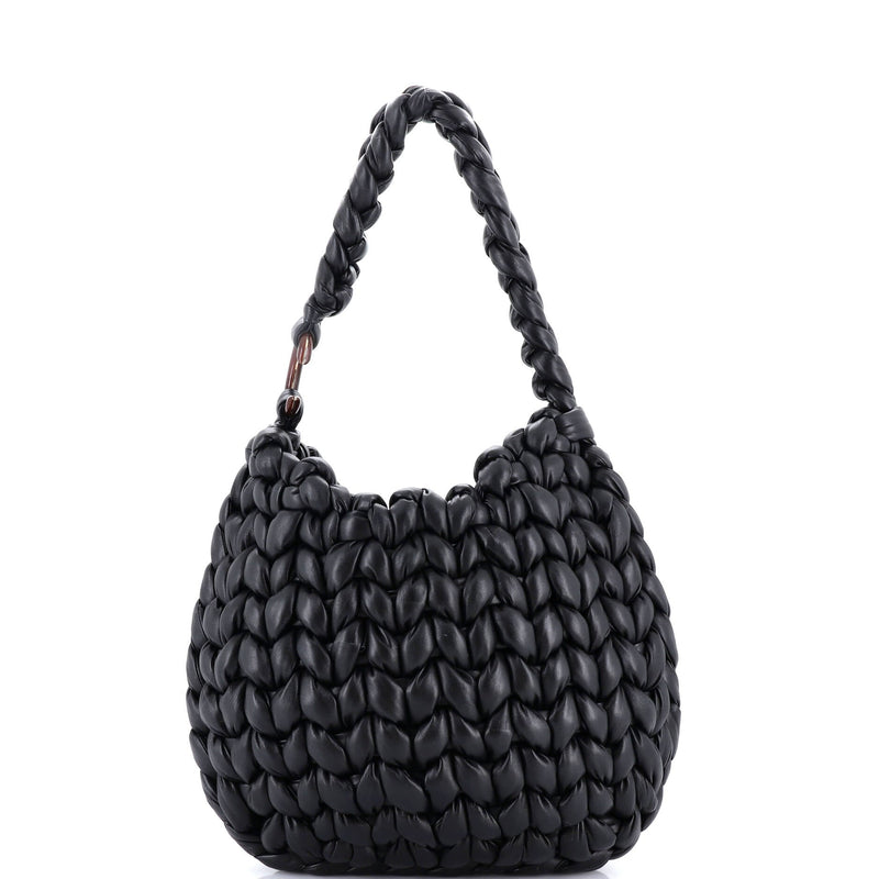 Chloe Wooden C Hobo Woven Leather Large