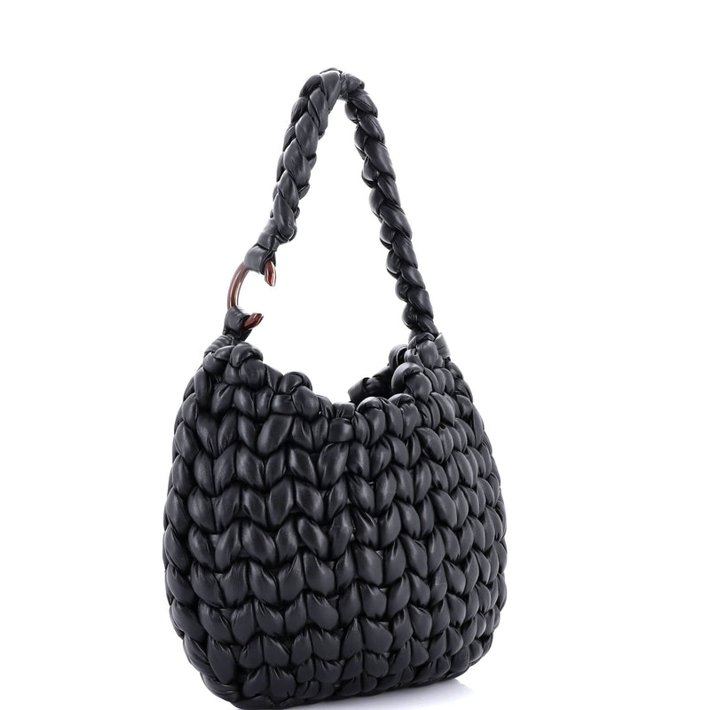 Chloe Wooden C Hobo Woven Leather Large