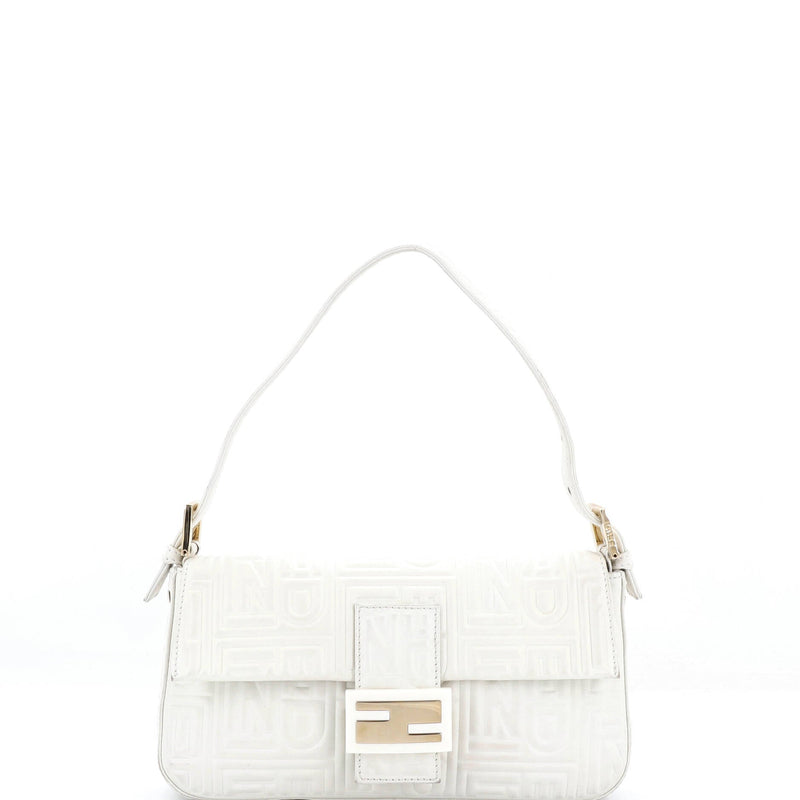 Fendi Baguette Bag Logo Embossed Leather