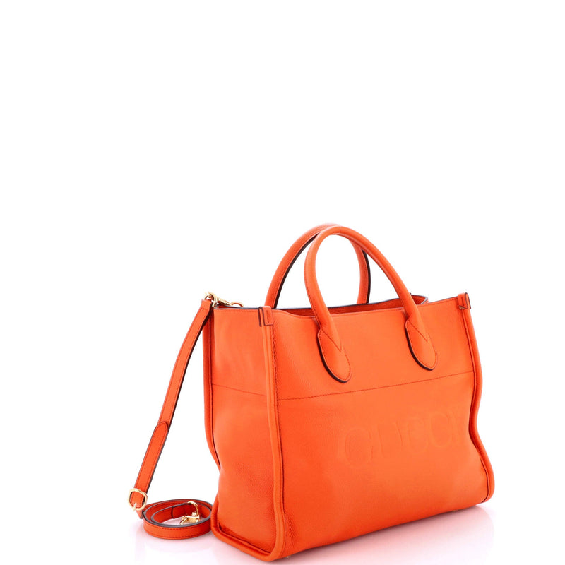 Gucci Logo Tote Embossed Leather Small