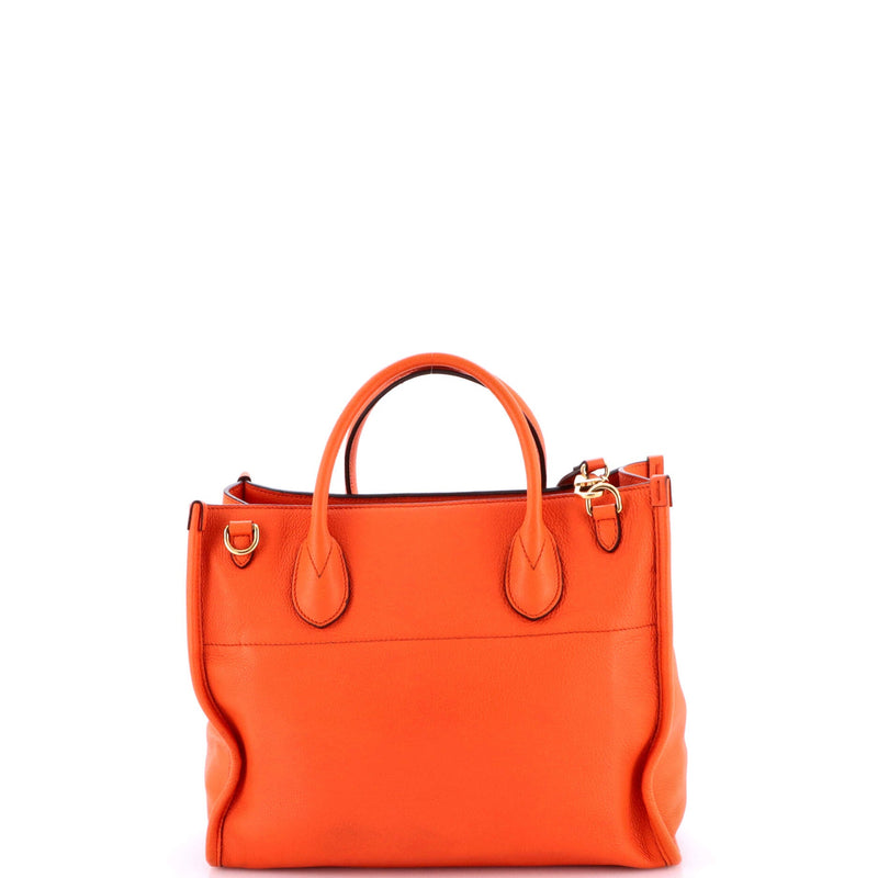 Gucci Logo Tote Embossed Leather Small