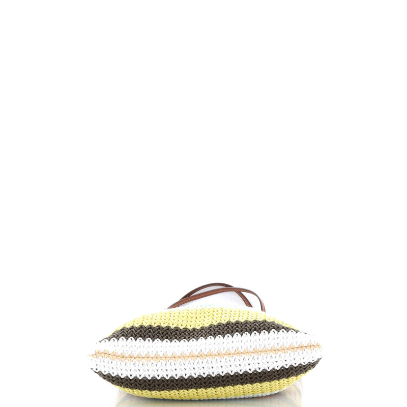 Miu Logo Tote Striped Raffia And Leather