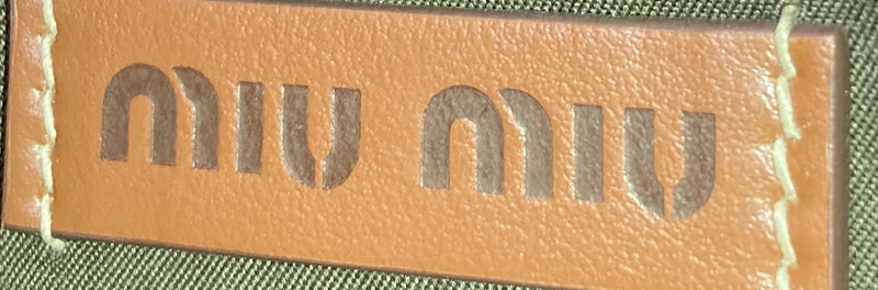 Miu Logo Tote Striped Raffia And Leather