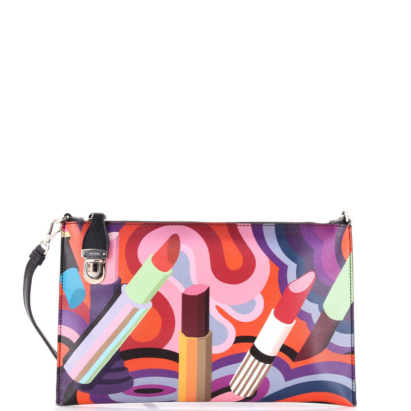 Prada Push Lock Zip Pochette Printed