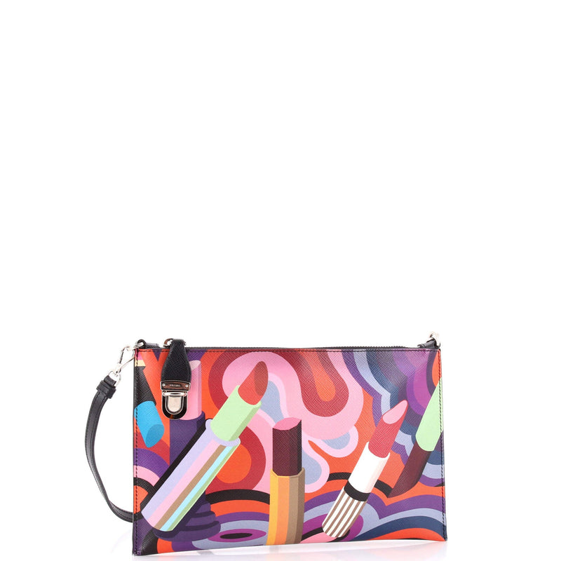 Prada Push Lock Zip Pochette Printed