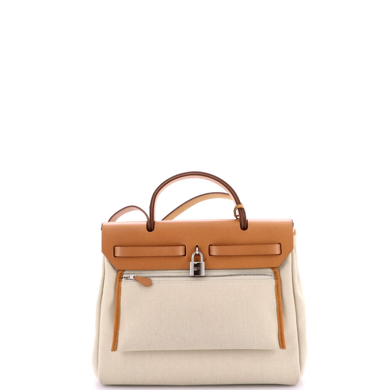 Hermes Herbag Zip Leather And Toile 31