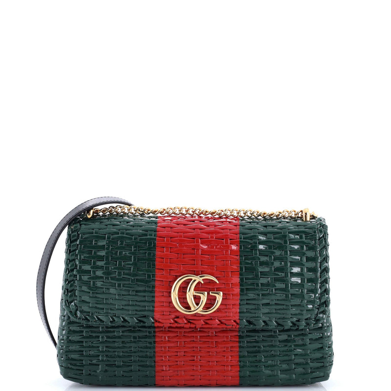 Gucci Cestino Flap Shoulder Bag Wicker