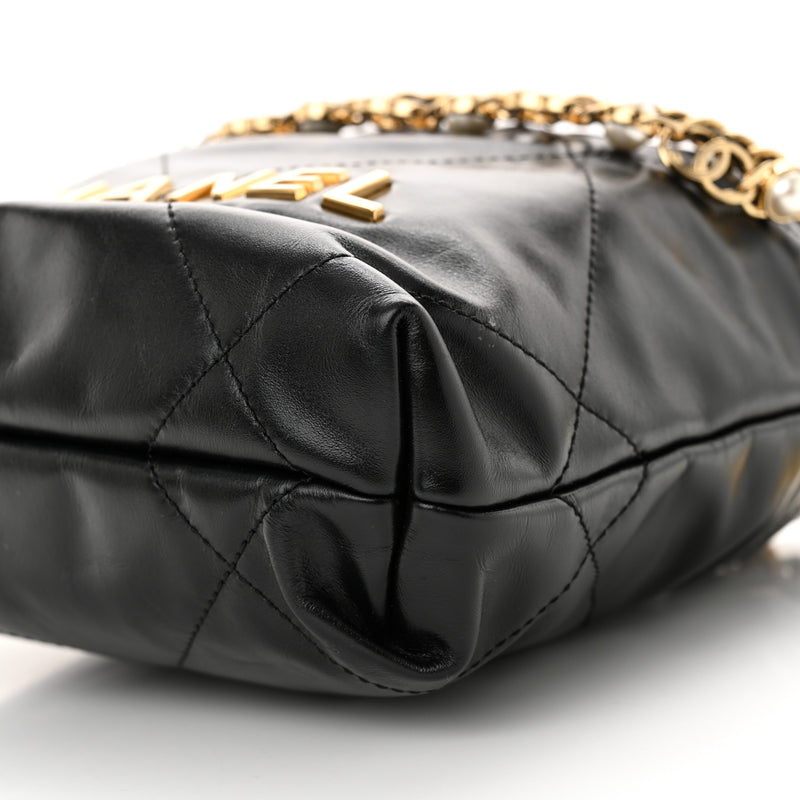 Chanel Shiny Calfskin Quilted Pearl Cc