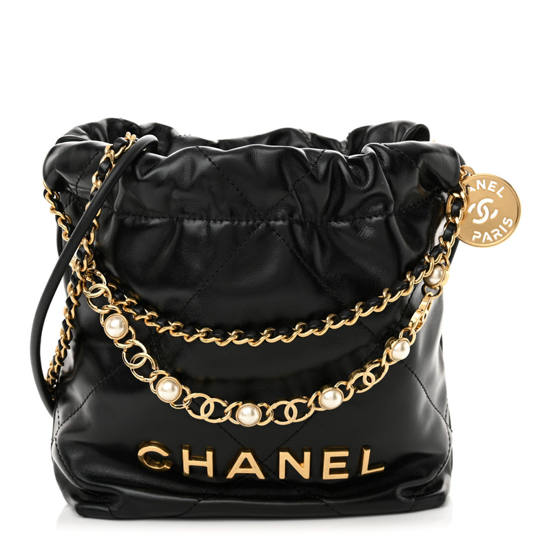 Chanel Shiny Calfskin Quilted Pearl Cc