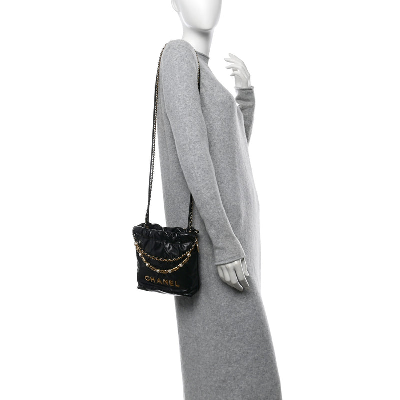 Chanel Shiny Calfskin Quilted Pearl Cc