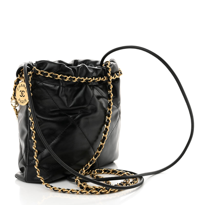 Chanel Shiny Calfskin Quilted Pearl Cc