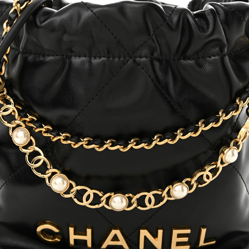 Chanel Shiny Calfskin Quilted Pearl Cc
