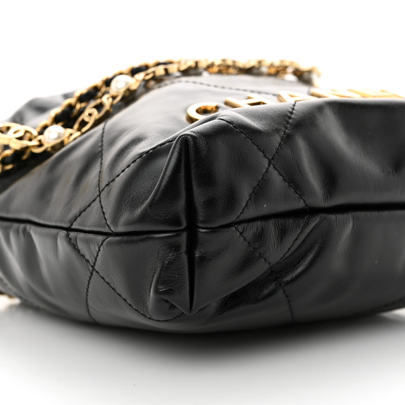 Chanel Shiny Calfskin Quilted Pearl Cc