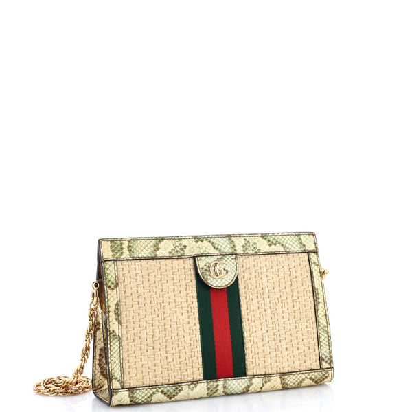 Ophidia Chain Shoulder Bag Raffia With