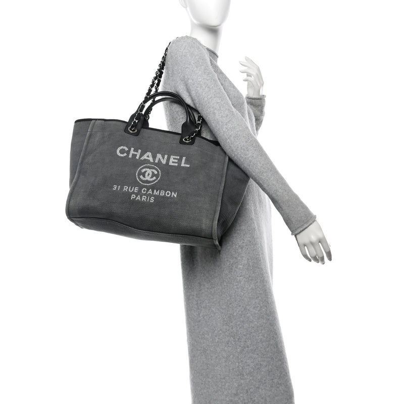 Chanel Canvas Large Deauville Tote Grey