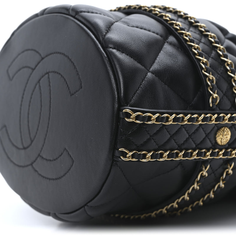 Chanel Lambskin Quilted Chain Bucket