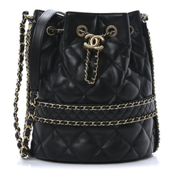 Chanel Lambskin Quilted Chain Bucket