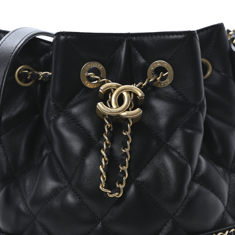 Chanel Lambskin Quilted Chain Bucket
