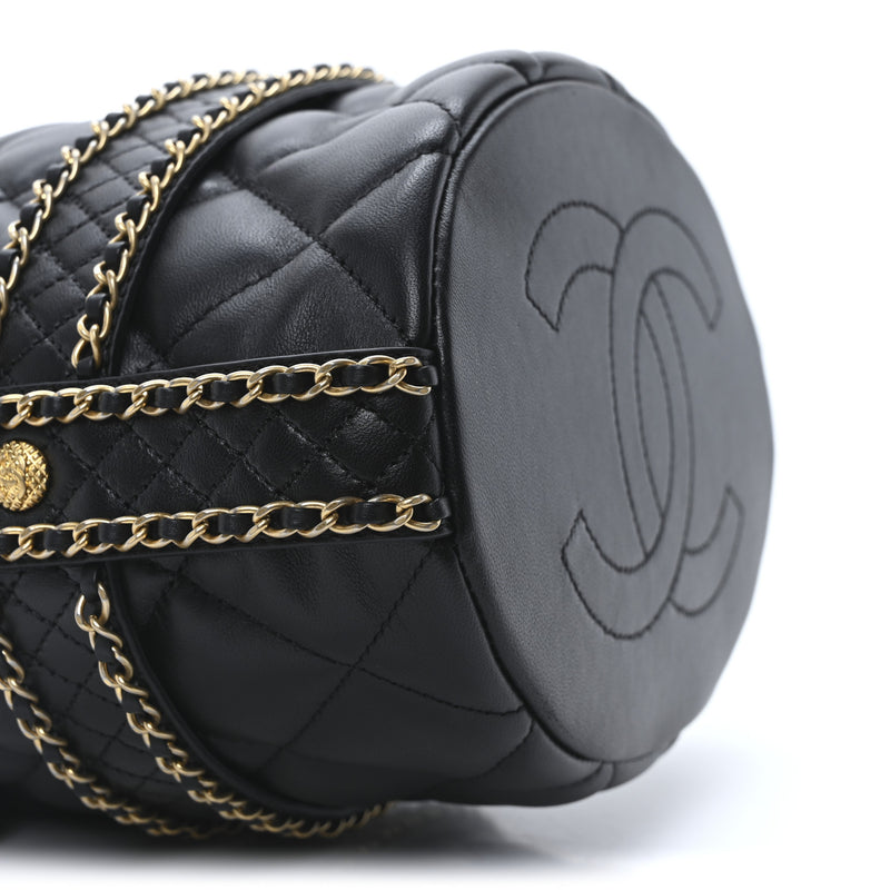 Chanel Lambskin Quilted Chain Bucket