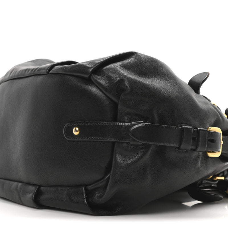 Prada Soft Calf Shopping Satchel Black