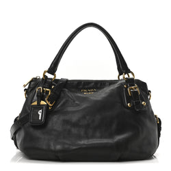 Prada Soft Calf Shopping Satchel Black