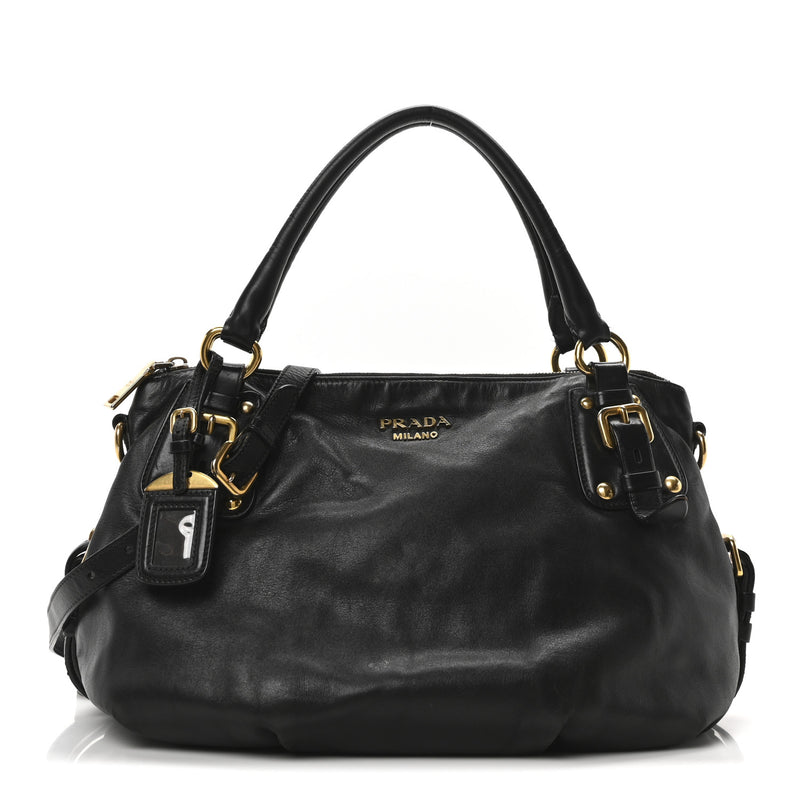 Prada Soft Calf Shopping Satchel Black