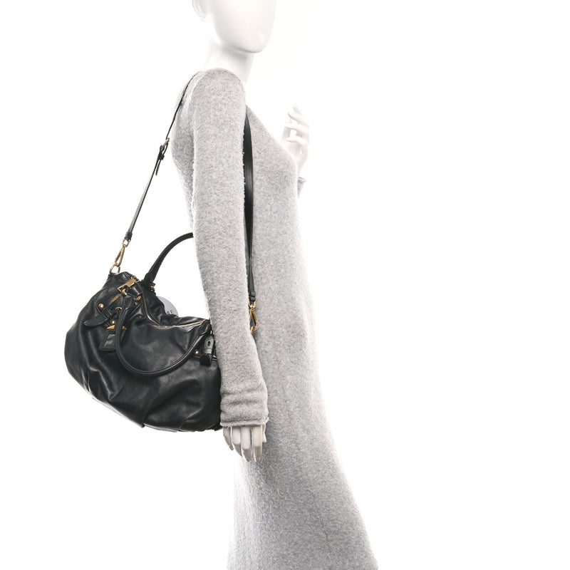 Prada Soft Calf Shopping Satchel Black