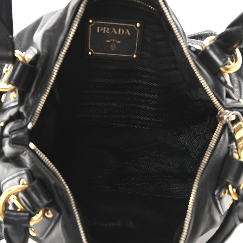 Prada Soft Calf Shopping Satchel Black