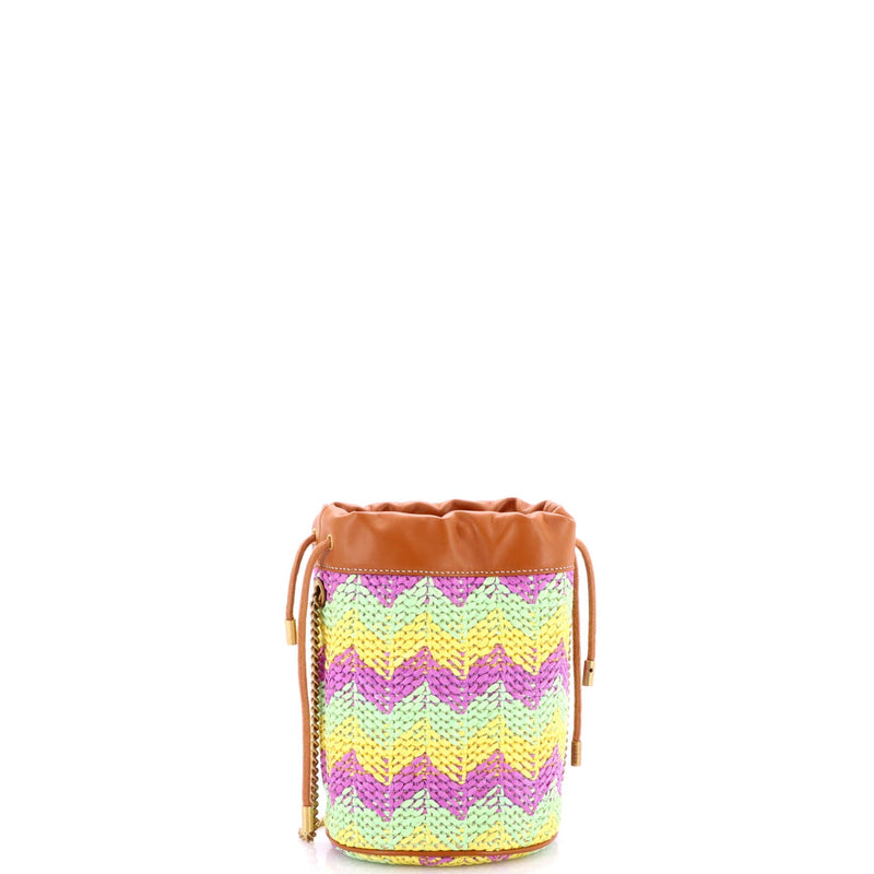 Gg Marmont Bucket Bag Woven Raffia Mini