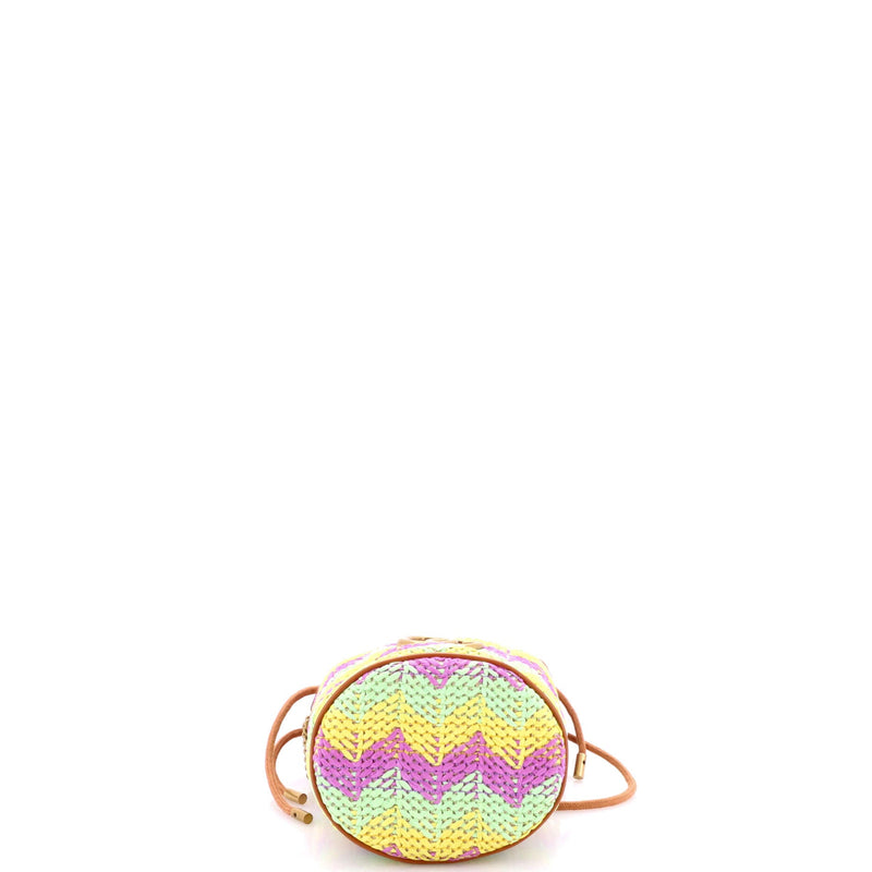 Gg Marmont Bucket Bag Woven Raffia Mini