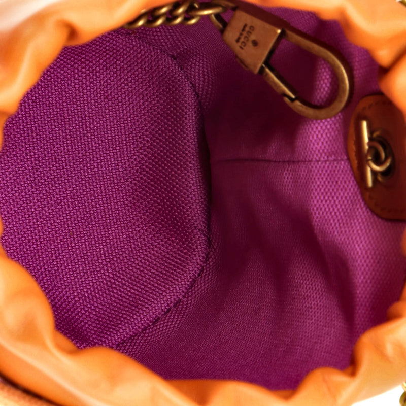 Gg Marmont Bucket Bag Woven Raffia Mini