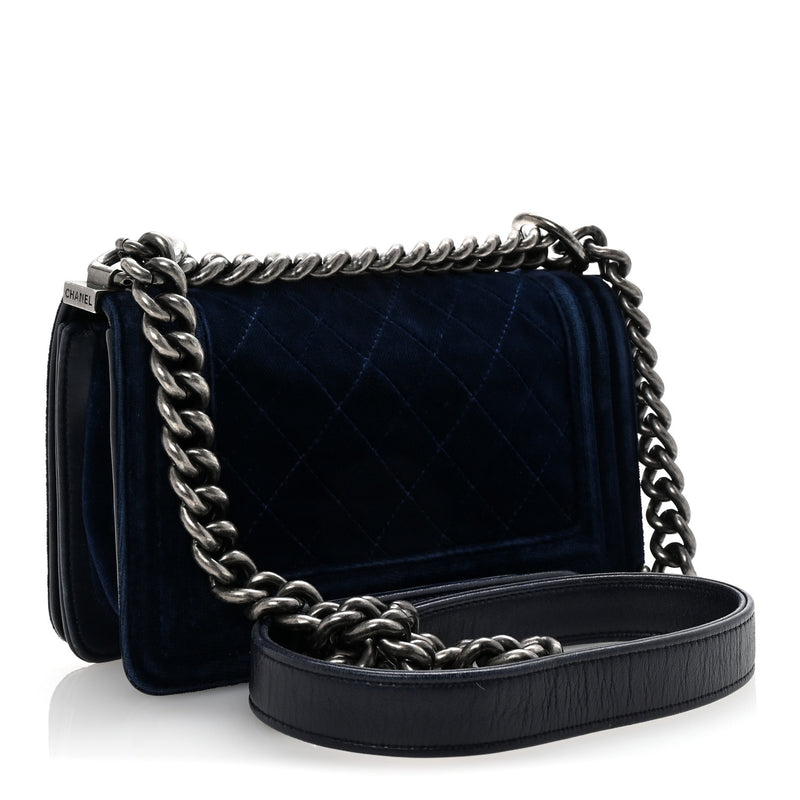 Chanel Velvet Quilted Small Boy Flap