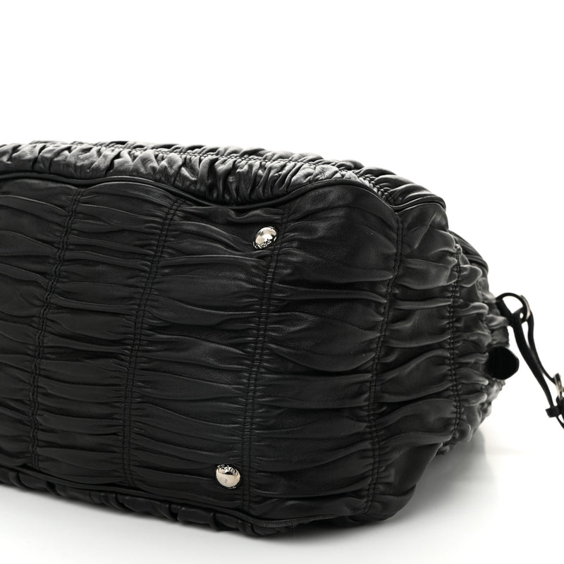 Prada Nappa Gaufre Double Zip Tote Black