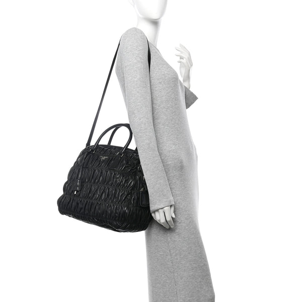 Prada Nappa Gaufre Double Zip Tote Black