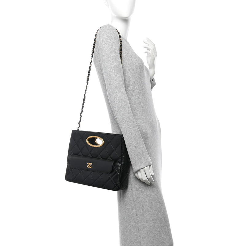 Chanel Lambskin Quilted Clutch Large