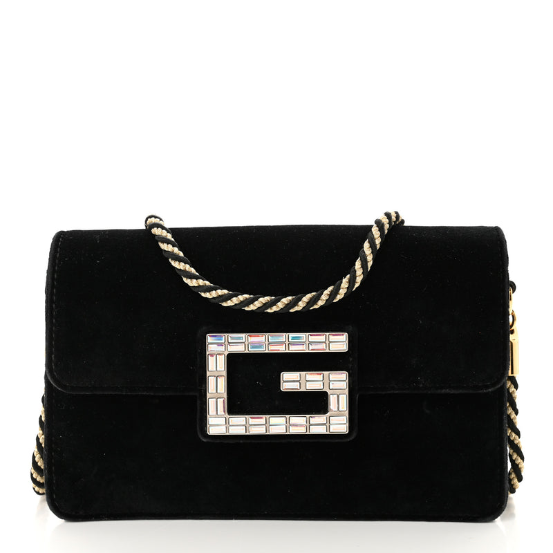 Gucci Velvet Crystal Square G Shoulder