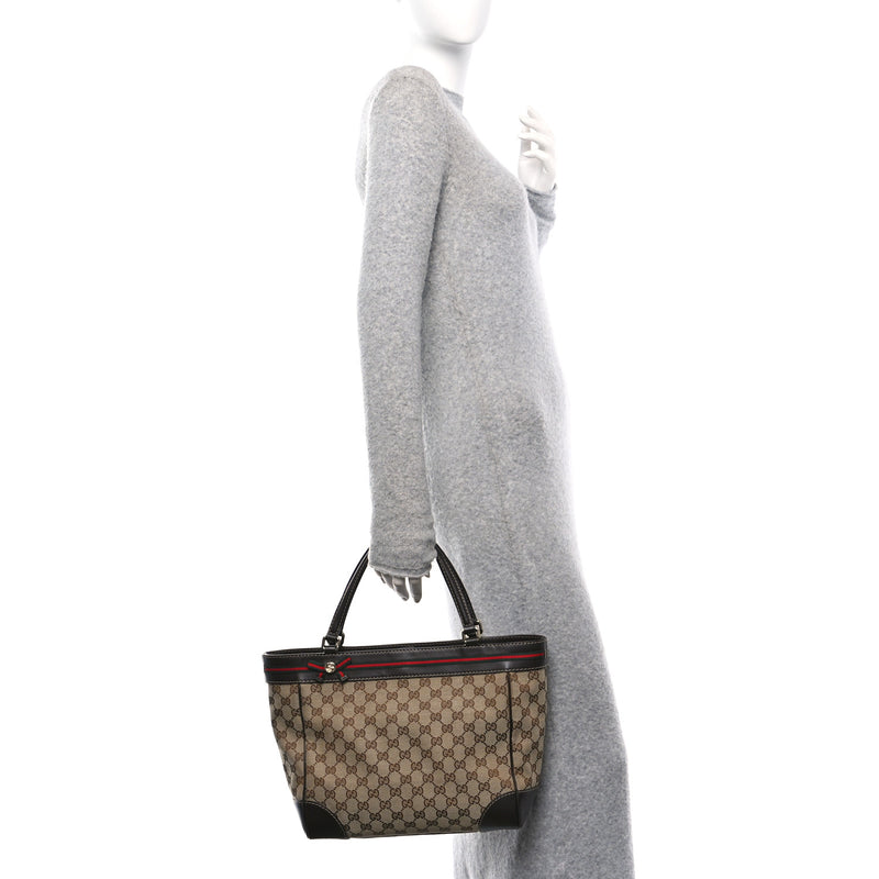 Gucci Web Medium Mayfair Tote Dark Brown