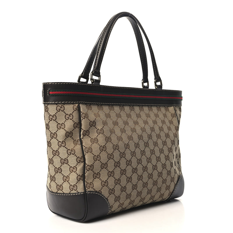 Gucci Web Medium Mayfair Tote Dark Brown