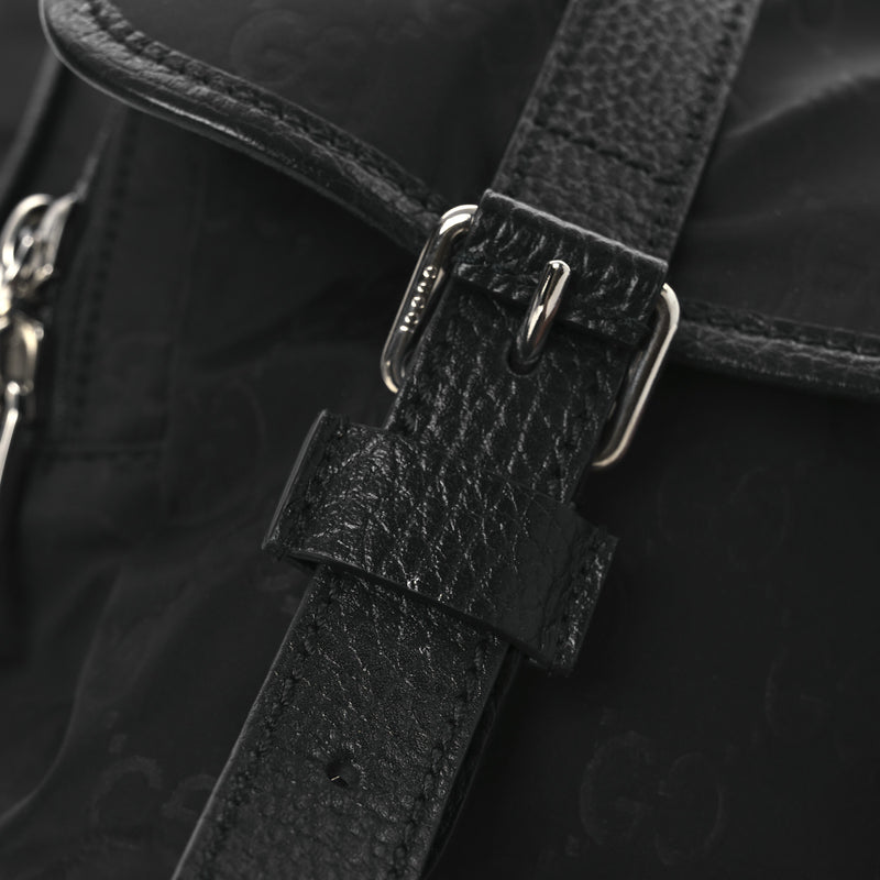 Gucci Nylon Double Buckle Flap Messenger