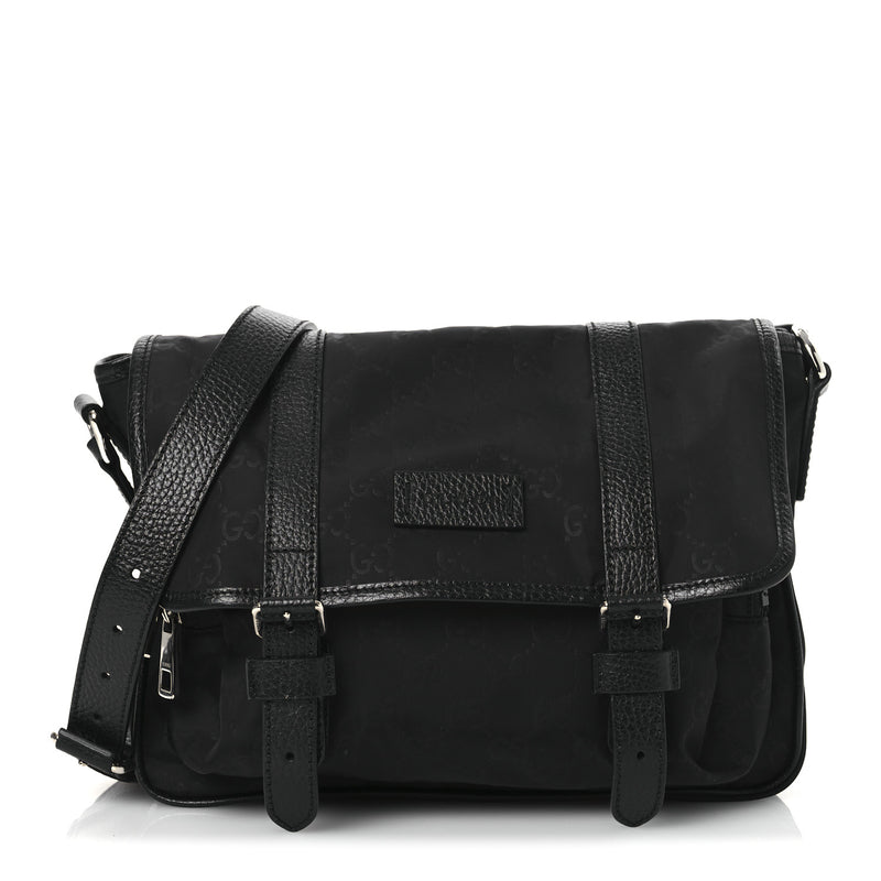 Gucci Nylon Double Buckle Flap Messenger