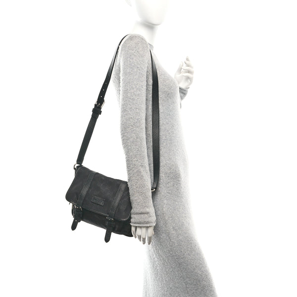 Gucci Nylon Double Buckle Flap Messenger