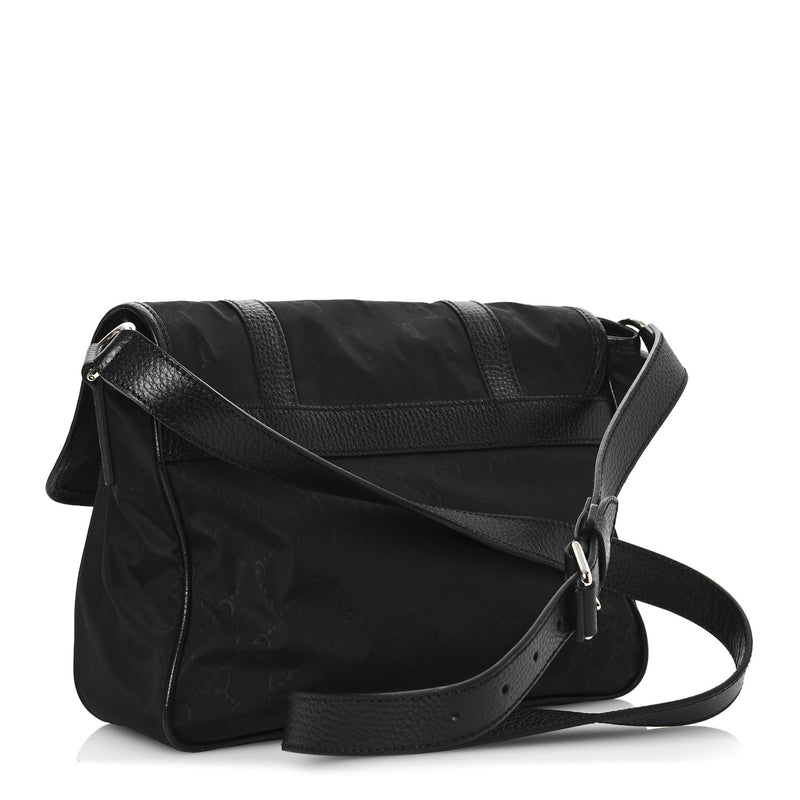 Gucci Nylon Double Buckle Flap Messenger