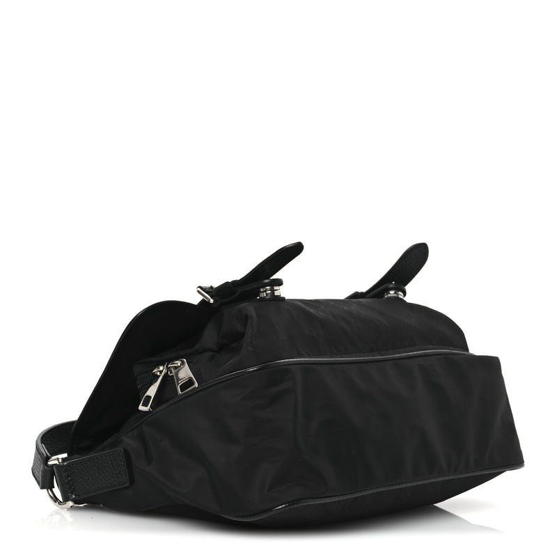 Gucci Nylon Double Buckle Flap Messenger