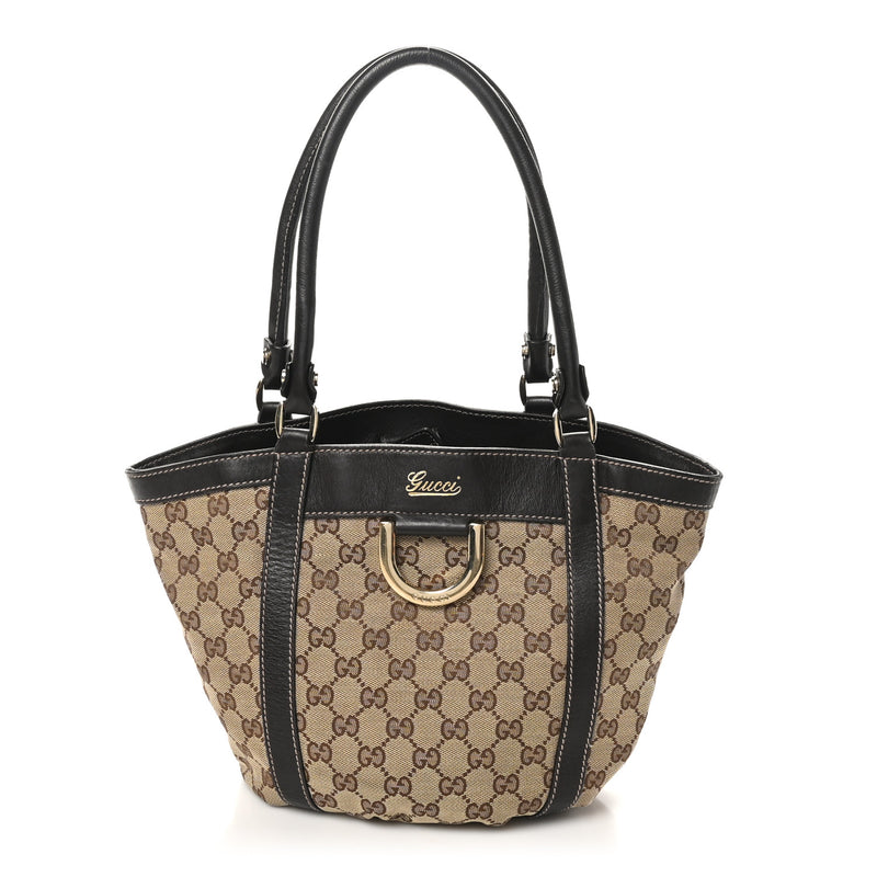 Gucci Small Gold D Ring Tote Brown