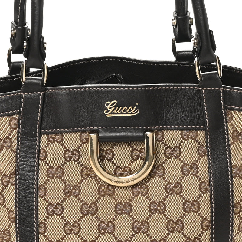 Gucci Small Gold D Ring Tote Brown