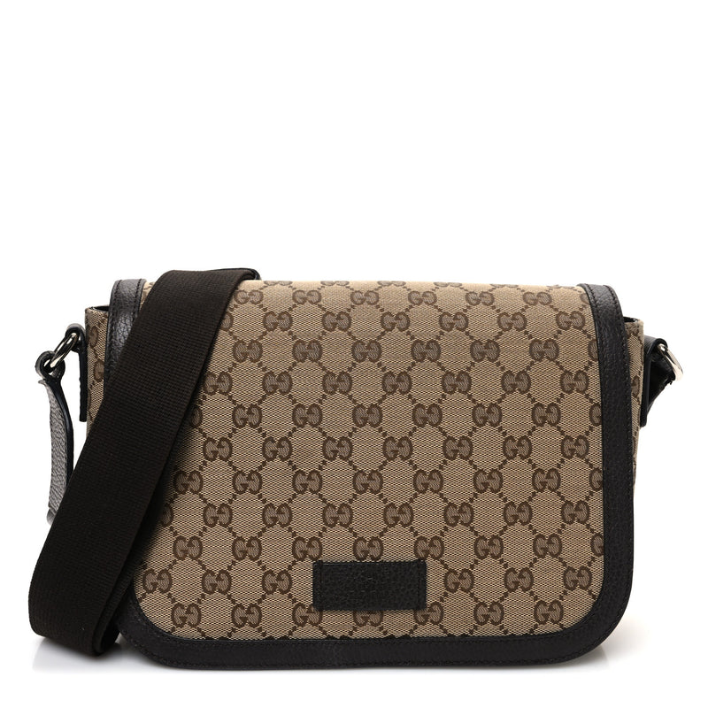 Gucci Flap Messenger Bag Beige Dark